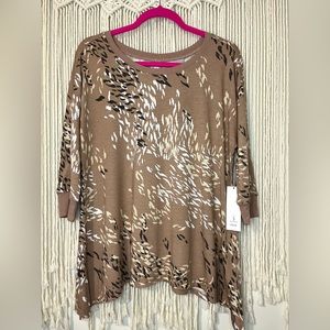 NWT Women’s Sz Sm Tan 3/4 Sleeve Top by COZY Super Soft